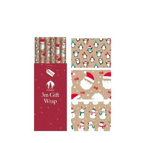 Kids Christmas Kraft Gift Wrap (3m) (Assorted Designs) Kids Christmas Kraft Gift Wrap (3m) (Assorted Designs)