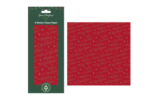 Festive Merry Christmas Tissue Paper (5 Sheets)