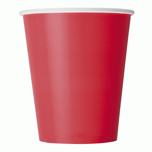 Red 9oz paper cups pk 8