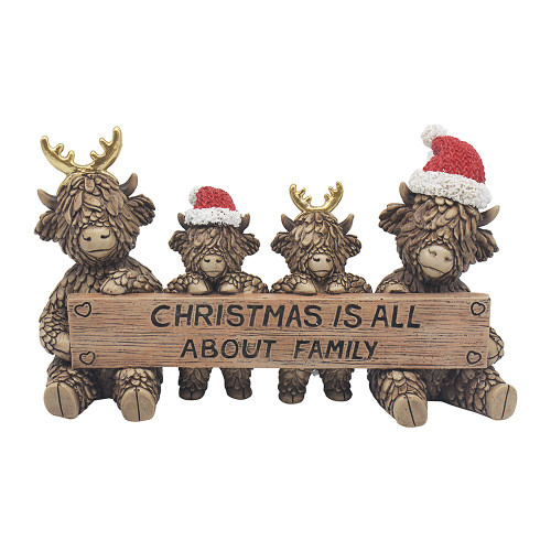 Christmas Highland Cows With Sign Ornament Christmas Highland Cows With Sign Ornament