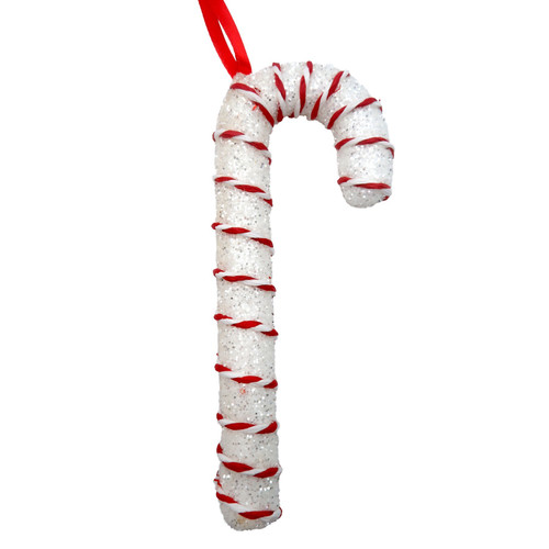 White Tinsel Glitter Candy Cane Hanging Decoration (20cm) White Tinsel Glitter Candy Cane Hanging Decoration (20cm)