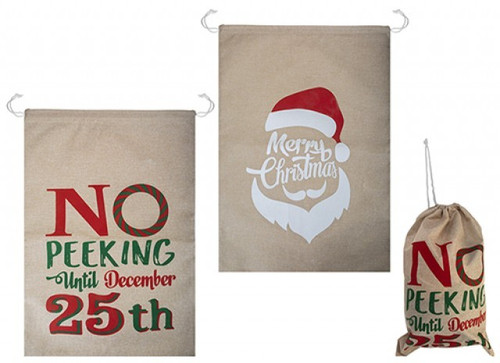 Luxury Jute Santa Sack  (Assorted Designs) Luxury Jute Santa Sack  (Assorted Designs)
