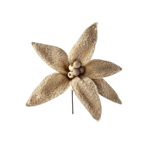 Cream Furry Poinsettia (28cm) Cream Furry Poinsettia (28cm)
