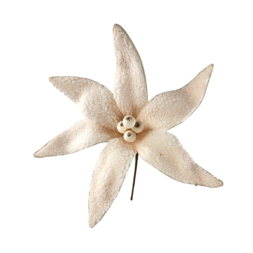 Cream Furry Poinsettia (30cm) Cream Furry Poinsettia (30cm)