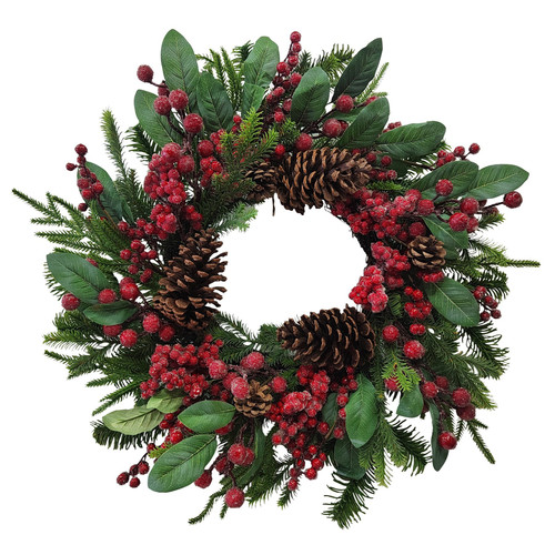 Red & Green Christmas Wreath (55cm)