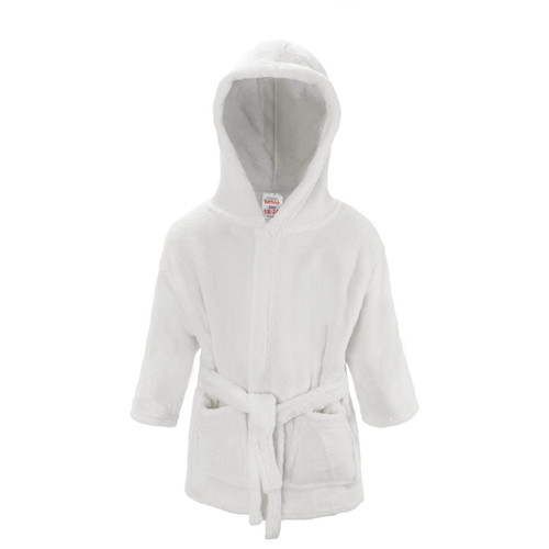 Plain White Coral Fleece Hooded Robe (12-18 Months)