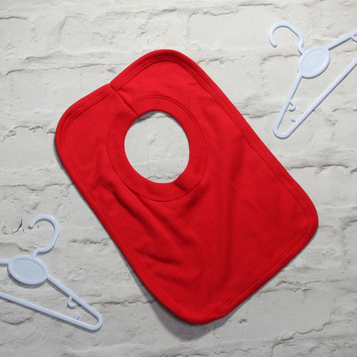 Red Unbranded Cotton Popover Baby Bib - ideal for personalisation
