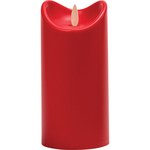 Red Flickering LED Resin Pillar Candle (15cm)