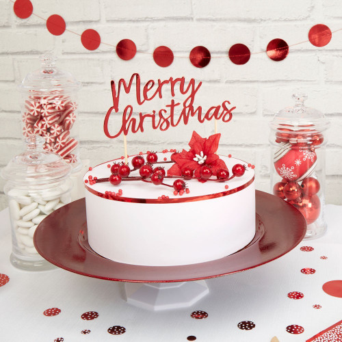 Red Merry Christmas Cake Topper
