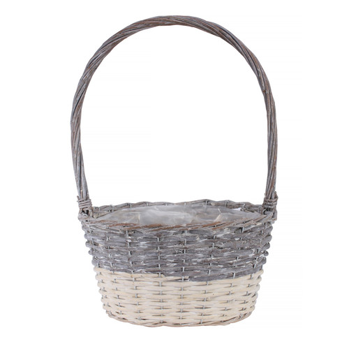 Two Tone Oval Basket with Handle (30cm)