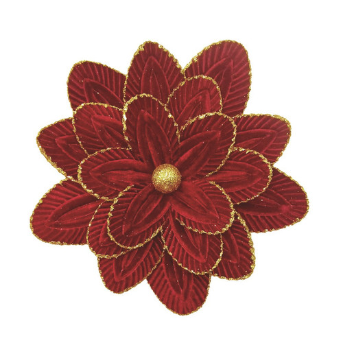 Red Poinsettia with Gold Edge Pick (30cm)