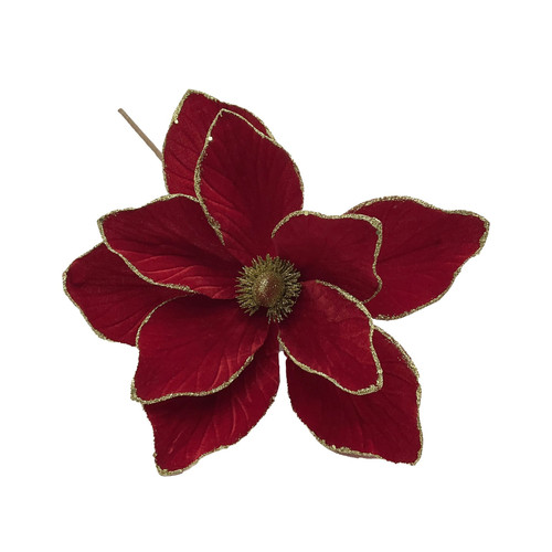 Red Poinsettia with Gold Glitter Edge Pick (30cm)