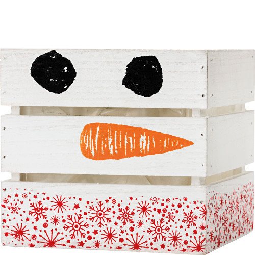 Wooden Snowman Crate - Plastic Lined