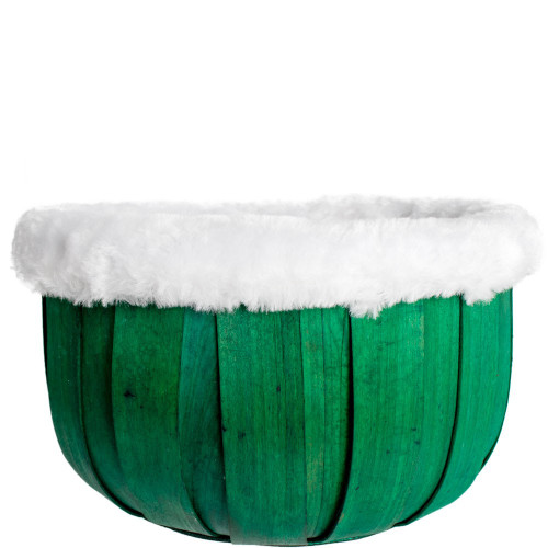 Green Planter with Fur Trim