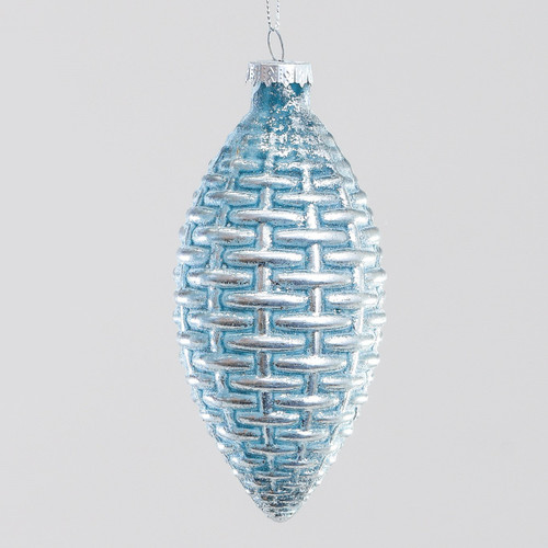 Ice Blue & Silver Ridge Pattern Drop (13cm)