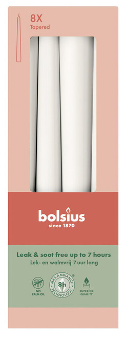 Cloudy White Bolsius Tapered Candles (245 x 24mm)