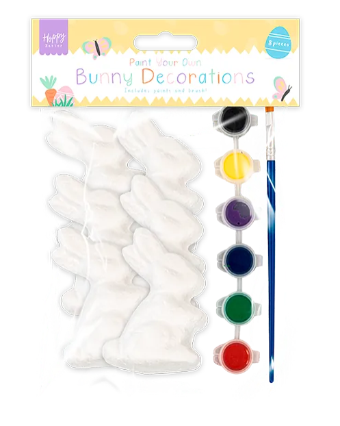 Easter Paint Your Own Bunny Decorations 6pk