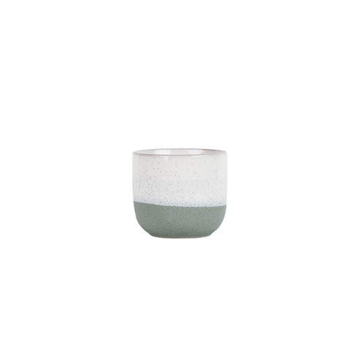 Hortus Green & White Bordeaux Stoneware Pot (11cm H x 12.5cm Dia)