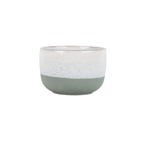 Hortus Green & White Bordeaux Stoneware Pot (12cm H x 17cm Dia)