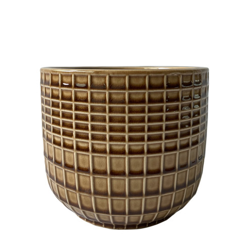 Hortus Brown Braga Pot (13cm H x 13.5cm Dia)