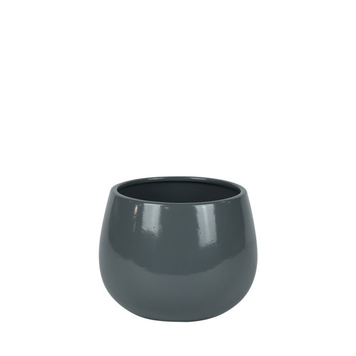 Hortus Glossy Grey London Pot (12cm H x 13cm Dia)