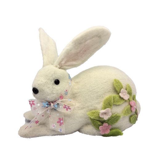 Rabbit with Bow & Flowers