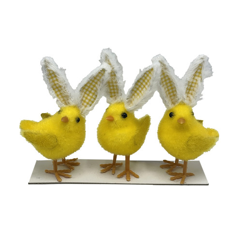 Set of 3 Chicks with Gingham Ears