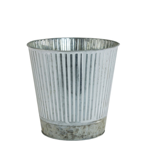 Whitewash Zinc Bucket with Silver Base