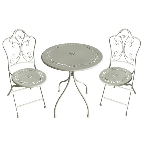 Leaf Design Cream Bistro Set