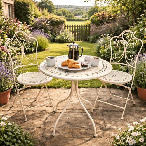 Leaf Design Cream Bistro Set