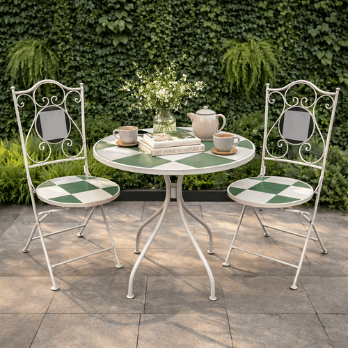 Mosaic Design Cream & Natural Bistro Set