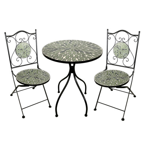 Green & Grey Leaf Design Bistro Set