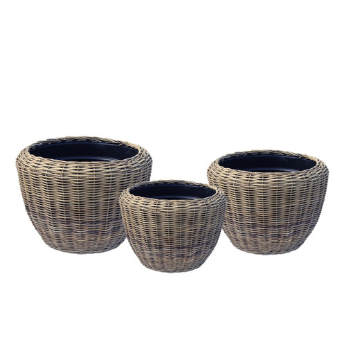 Drypot Rattan Outdoor Baskets (Set of 3)