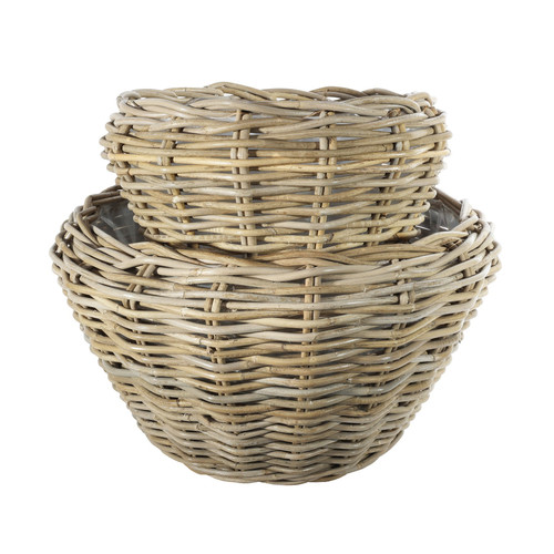 Natural Round Rattan Baskets (Set of 2)