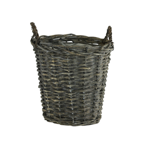 Grey Wicker Basket with Liner (23cm)