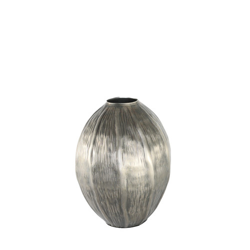 Antique Silver Seed Metal Vase (22.5cm H)