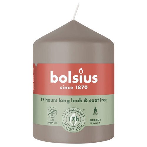 Bolsius Light Taupe Essentials Pillar Candle (80mm)