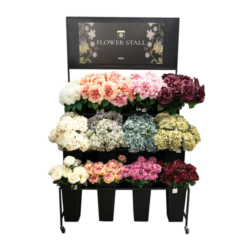 Black Metal Flower 12 Bucket Display Stand