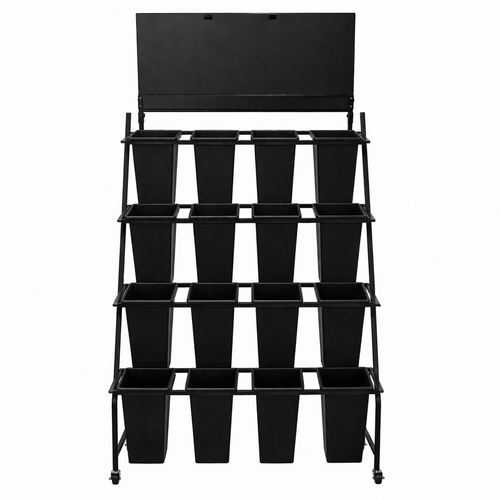 Black Metal Flower 16 Bucket Display Stand