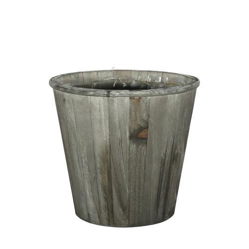 Grey Wooden Pail Pot (24cm H)