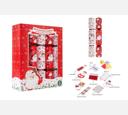 White & Red Retro Santa Crackers (12 inches)