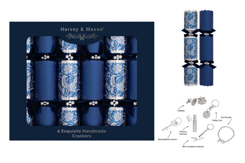 6 Premium Blue Paisley Crackers (13.5 Inch)