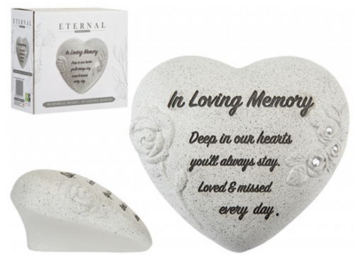 Memorial Grey Heart with Diamante & Roses
