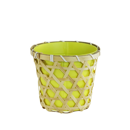 Yellow Wicker Basket & Pot (13cm)