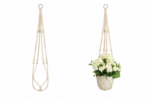 Cream Beaded Macrame Hanger (90cm)