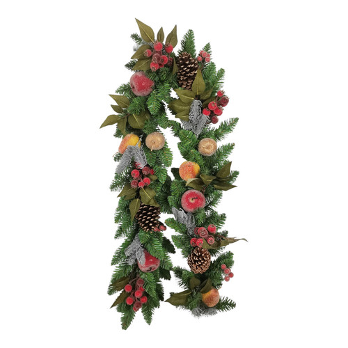 Mixed Fruit & Pine Cone Garland with Red Berries (182cm)