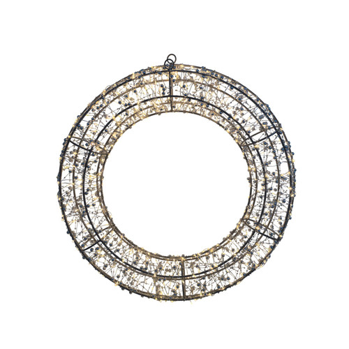 Wire Wreath with Warm White LED Flashing Lights (50cm)