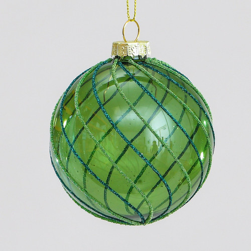 Green Glass Swirl Pattern Christmas Bauble (8cm)