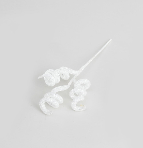White Glitter Twirly Twisted Pick