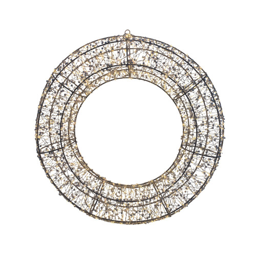 Wire Wreath with Warm White LED Flashing Lights (58cm)